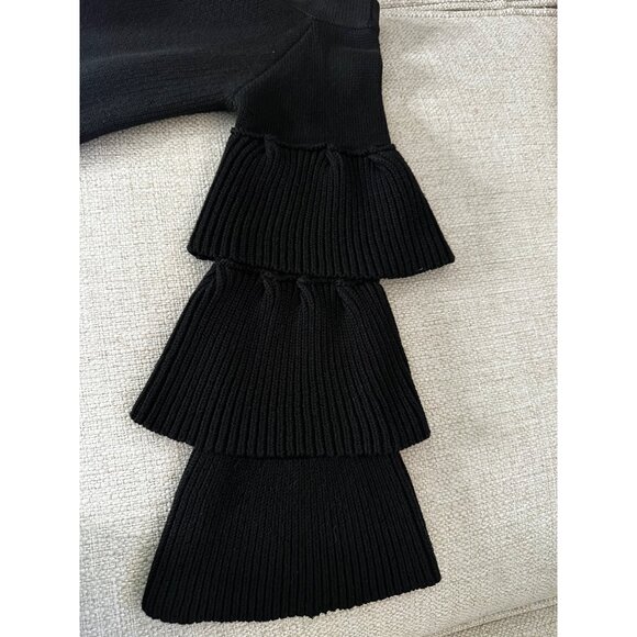 Endless Rose Black Tiered Women's  Ruffle Sleeve Sweater Off the Shoulder Small - Picture 5 of 5